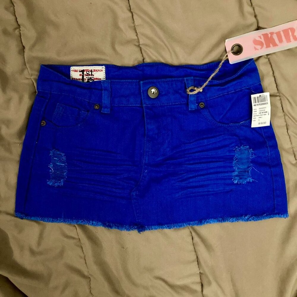 Blue mini skirt, size 1, early 2000s bottom, vintage, sexy summer wear, y2k